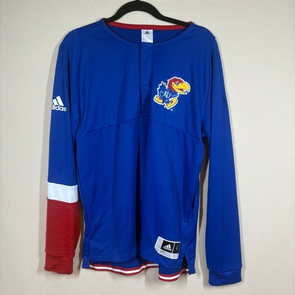 KU Kansas University Jayhawks Adidas Basketball Team-Issued Pullover Men L‎